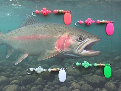 Salmon River Egg Cluster Spinnerbait for Salmon Steelhead Trout- #6 Hook - 4 pcs