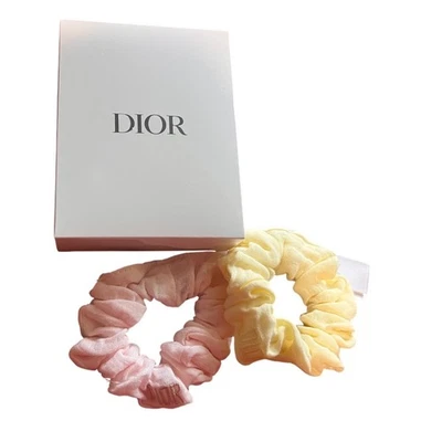 Dior Hair Scrunchies Yellow & Pink Beauty GWP Cotton in Box  display picture 3