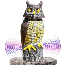 Large Solar Owl with Motion Detector, Flashing Eyes, Spinning Head, Realistic...
