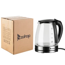 1.8L 1500W Electric Water Kettle BPA-Free Glass Fast Boiling Auto Switch LED US