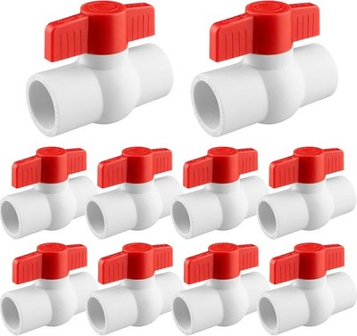 10Pcs 3/4'' PVC Ball Valve, SCH40 Slip Shut-Off Ball Valves Socket with Easy Turn