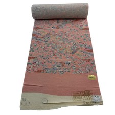 JAPANESE KIMONO FABRIC CLOTH BOLT PURE SILK PINK KOMON D7857