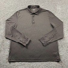 UNTUCKit Polo Shirt Men Extra Large Brown Damaschino Birdseye Long Sleeve Preppy