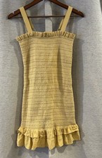 American Eagle Women’s Size S Yellow Smocked Ruffle Mini Dress Bodycon