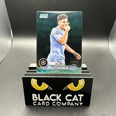 TOPPS STADIUM CHROME UEFA 2023-24 JULIAN ALVAREZ AQUA WAVE REFRACTOR 243/250
