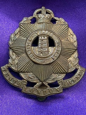 Original WW1 10th County of London Bn Hackney GM mit Schieber ''High Tide'' Muster