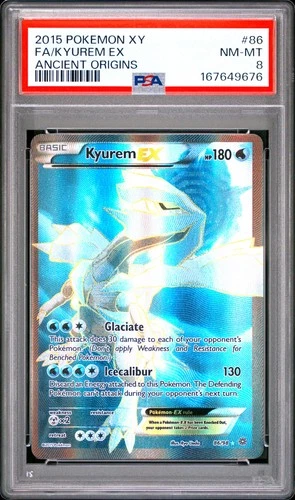 2015 POKEMON XY ANCIENT ORIGINS #86 FULL ART/KYUREM EX PSA 8