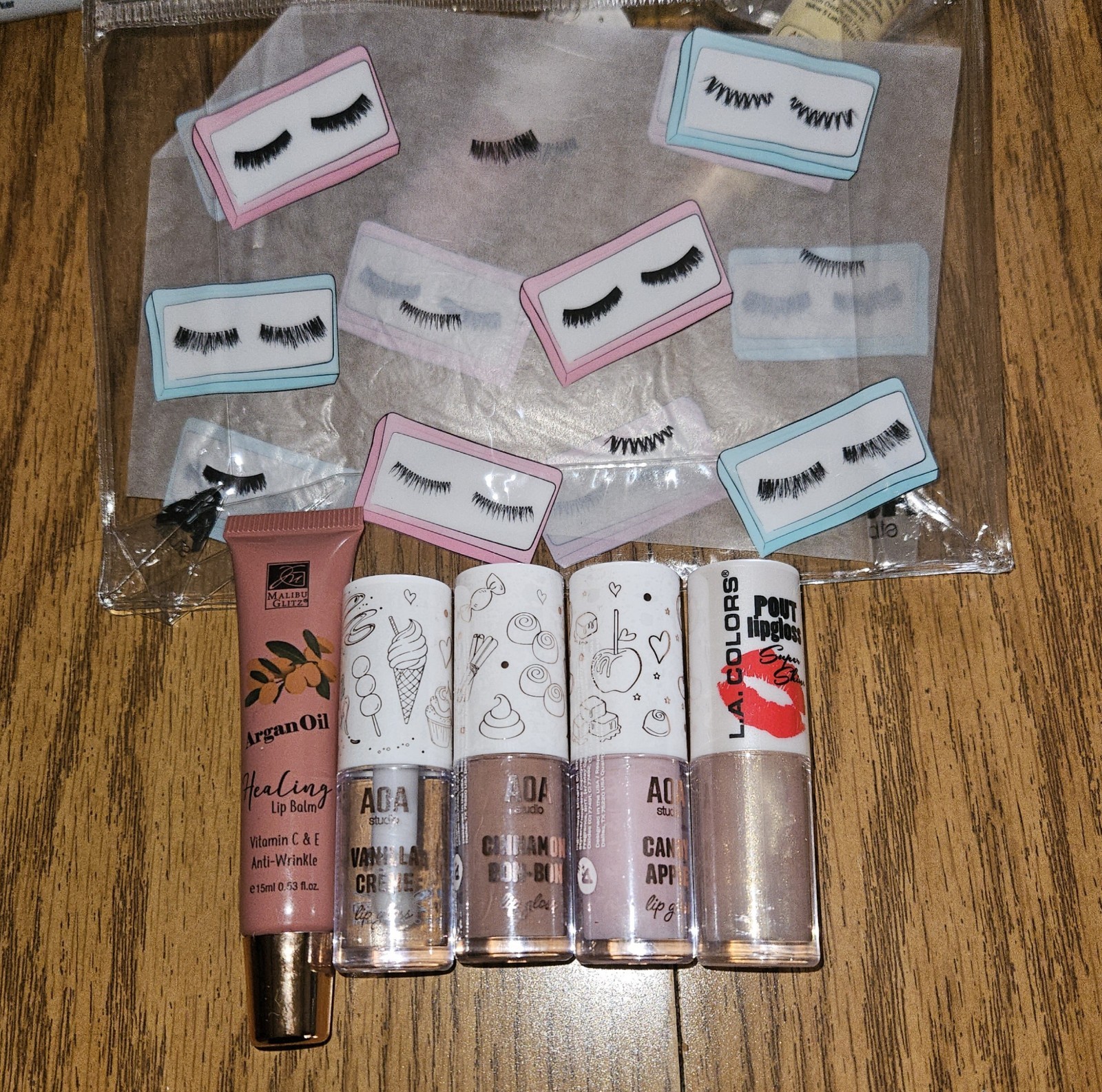 Lip Gloss & Balm Set with Clear Makeup Bag New With Tags