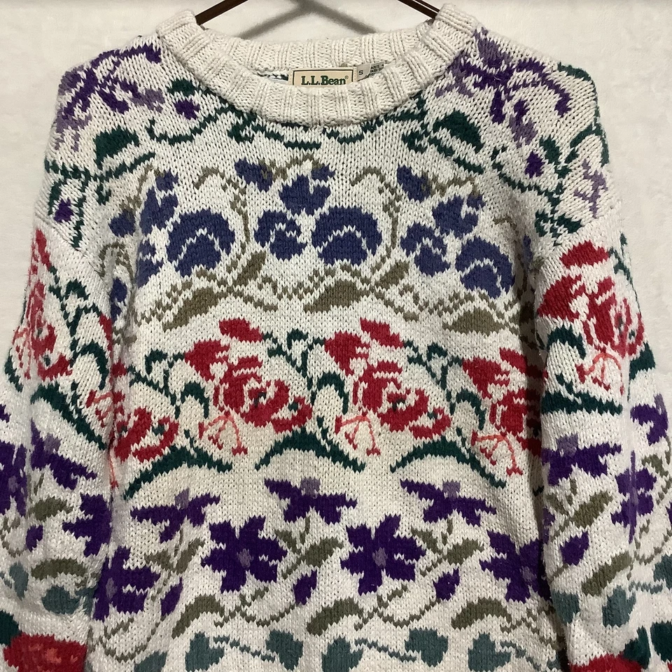 Suéter Jersey Tejido Pesado Talla S CottageCore LL Bean Fair Isle De Colección Foto 2 de 4