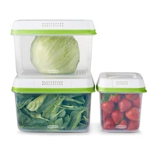 Rubbermaid FreshWorks Produce Saver, Medium and Large Storage Containers, 6 P...