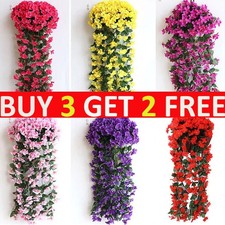 Artificial Fake Hanging Flowers Vine Plant Home Garden Indoor Outdoor Decor UK