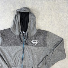 Men  s XL Superman Logo Grey Zip Up Hoodie Sweatshirt DC Comics Superhero