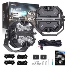 Pair Led Pod Lights 5 Spot Beam Whiteamber Drl Driving Lamps For Off-road 4wd