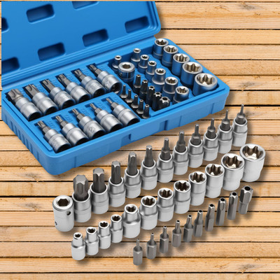 Drive Male Female Torx Star Bit Socket E-Socket Set Handheld Tool 34Pcs For Car