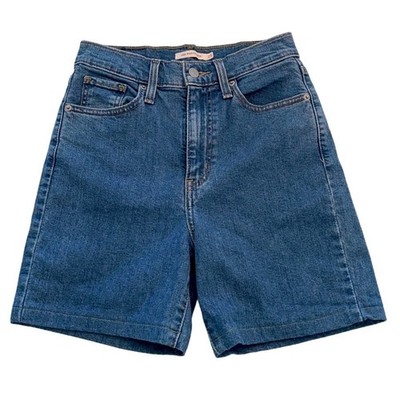 Levi's High Waisted Taper Denim Shorts Blue Waterless Classic Casual Sz 25