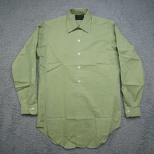 NWT Vintage 70s Sears Men  s Store Shirt 15 34 Green Perma Prest Dress Comfort