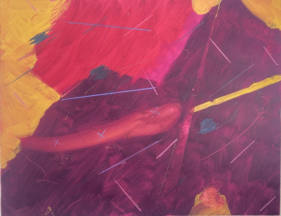 Vintage Original Oil Painting Space Jupiter Abstract San Francisco Signed 1979 - Image 2 of 4