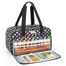 CURMIO Yarn Storage Bag, Knitting Tote Bag for Crochet Hooks, Knitting Projec...