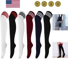 6 Pairs High Thigh Socks Striped Over Knee Thin Tights Long Stocking for Wome...