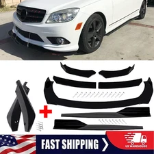 Front Bumper Lip Chin Spoiler Body Kit Splitter Side Skirt For Mercedes-Benz C-C