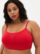 EUC Torrid Red Ruched Lace Bottom Bralette Size 2X