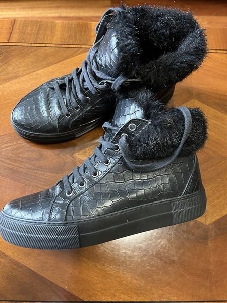 Women Black Boots Leather 40