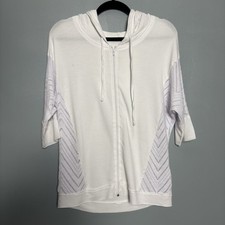Pink Lotus Women’s Oversized Shirt Hoody Lace White Medium Made In USA