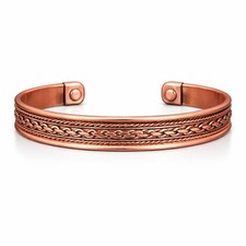 Magnetic Bracelet Adjustable Cuff Dual Tone Braid Men Women Healing Bangle