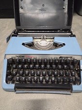 Brother Charger 11 Blue Manual Portable Steel Vintage Typewriter Collectible thumbnail