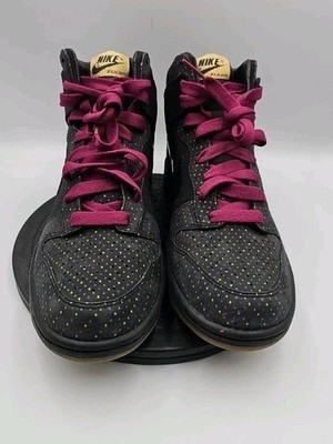 NIKE Dunk Women's High Premium 318714-001 Black/Black-LGN Berry Size 10 (No Box)