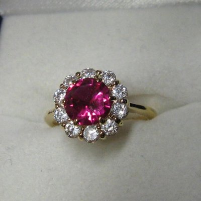 Bague Argent 925 Sertie Rubis Et Cz - Taille 62, Modèle Fleur Marquise - Dolly-Bijoux Neuf