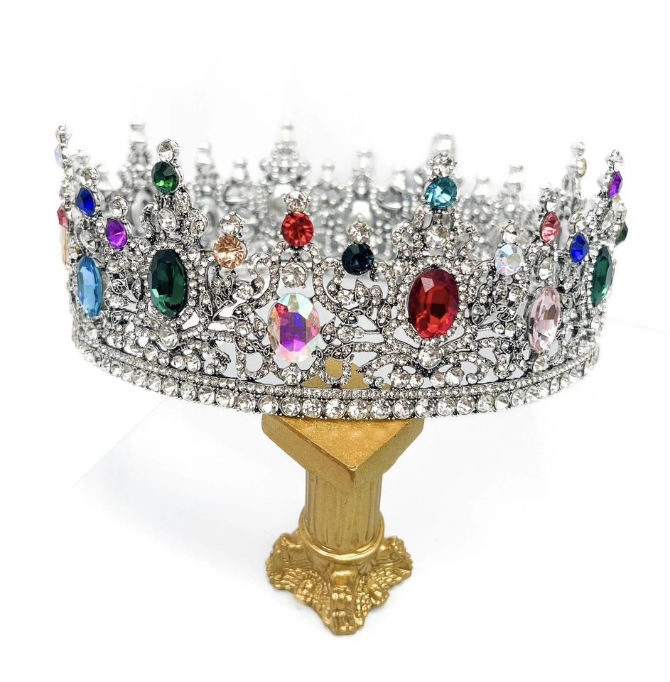 Vintage Royal Crown Rainbow Gemstone for Unisex Wedding Party Costume Masquerade - Image 4 of 4