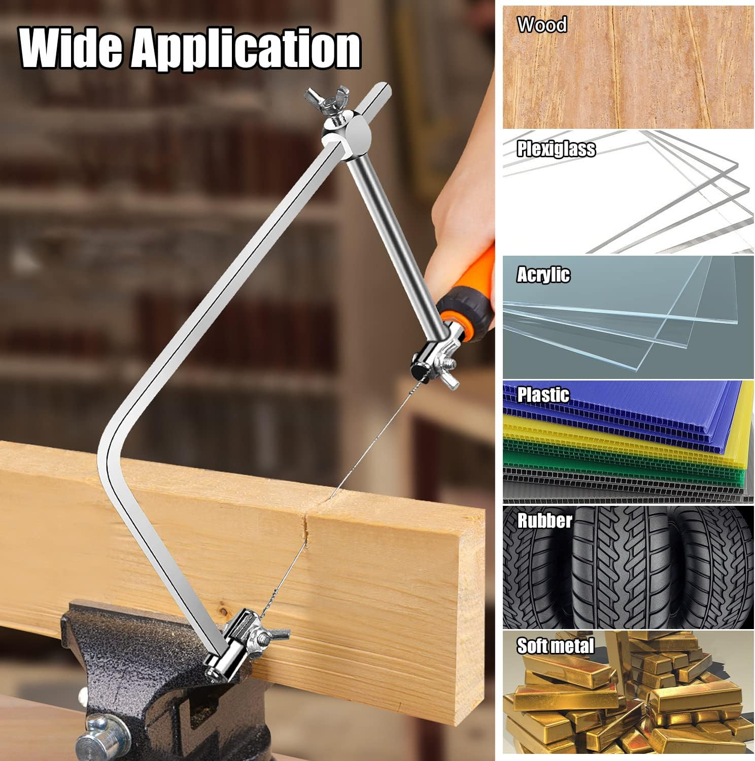 Sutekus Coping Saw Hand Saw Wire Jigsaws Fret Saw with Extra 5 Spiral Wire Blade
