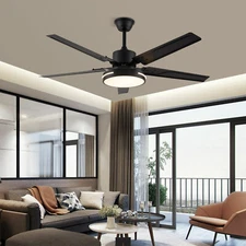 48" Modern 5 Blades Ceiling Fan Light LED 3 Color Chandelier Lamp Remote Control