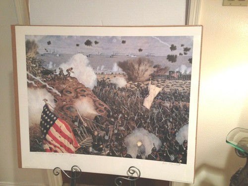 Assault on Battery Wagner Print by Ron Marlett Limited Edition Civil War Battle - Picture 2 of 2