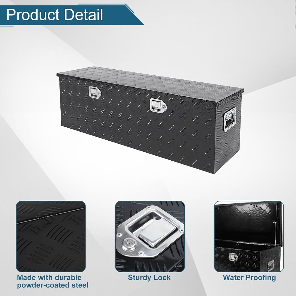 36" X 18" X 16" Aluminum Truck Tool Box - Black, Lockable Storage For Pickup Bed Or Trailer (Spec-D)