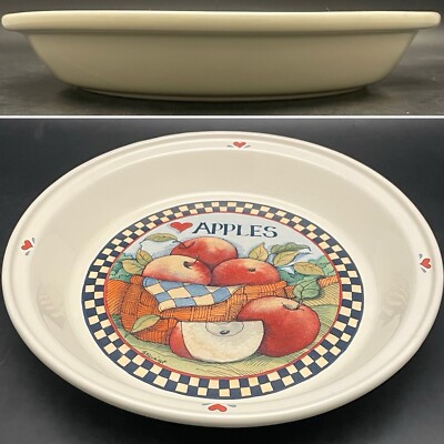 Certified International Susan Winget Apples Pie Dish/Pan Made in Thailand 10.5''d
