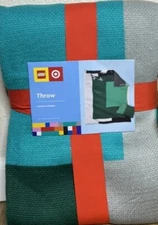 Lego X Target Collection Throw Blanket Color Block Green, Black, Teal 60” X 50”