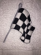 Embroidered White Mainstays Bathroom Hand Towel Auto Racing Checkered Flag