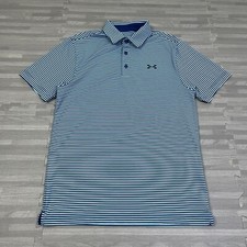 Under Armour Performance Golf Polo Shirt Mens Small Blue Teal Stripe 1253479