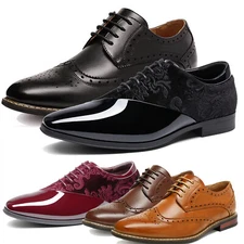 Men Prince Classic Modern Formal Oxford Wingtip Lace Up Dress Shoes Size 6.5-15