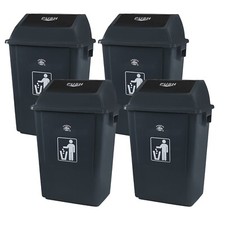18 Gallon Tall Plastic Trash Can with Swing Lids, Kitchen Garbage Can, 4 Packs