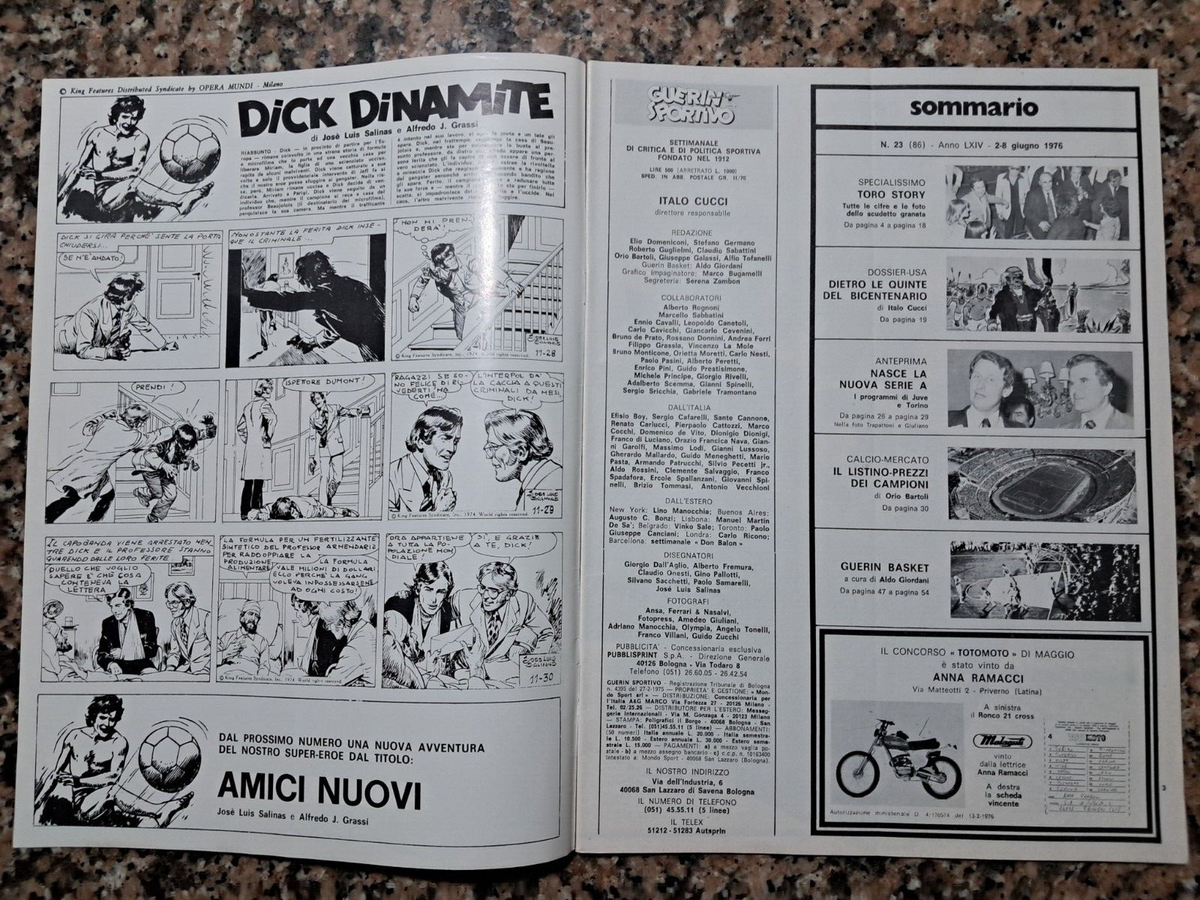 Guerin Sportivo N°23 1976 - Pruzzo, Toro Story, Lauda, Panatta, Benardini, Juve