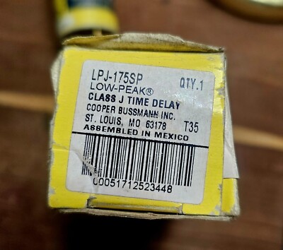 BUSSMANN LPJ-175SP 175A 600V LOW-PEAK time-delay Fuse LPJ175SP NOS Free Shipping