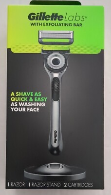 Gillette Labs Razor Set, 1 Razor w/ Exfoliating Bar, 1 Stand, 2 Cartridges