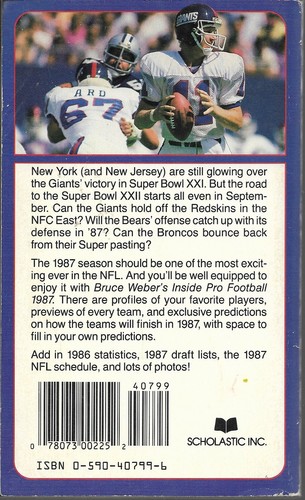 1987 Inside Pro Football Bruce Weber Scholastic Phil Simms - Bild 5 von 8