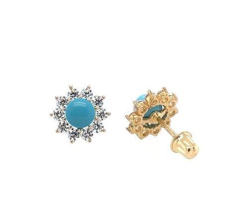 14k Yellow Gold Coral Stud Earrings/ Screw Back - Picture 7 of 7