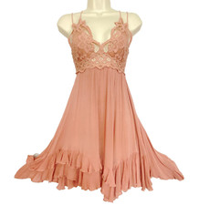 Pink FREE PEOPLE Adella dress XS dusty rose slip sundress sleeveless boho empire