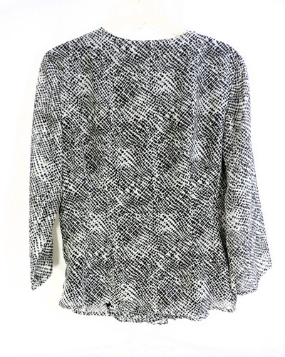 COVINGTON Faux Wrap Blouse Gray M Pleated Front 3/4 Sleeve Lined Side Zip V-Neck - Picture 14 of 18