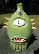 Alien Cyclops Eater UGLY FACE JUG southern pottery handmade ceramic figurine nc